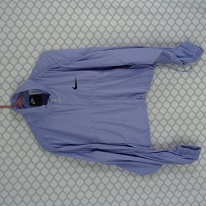 Large Women's Nike Authentic lomg sleeve crop top full zip lavender & black